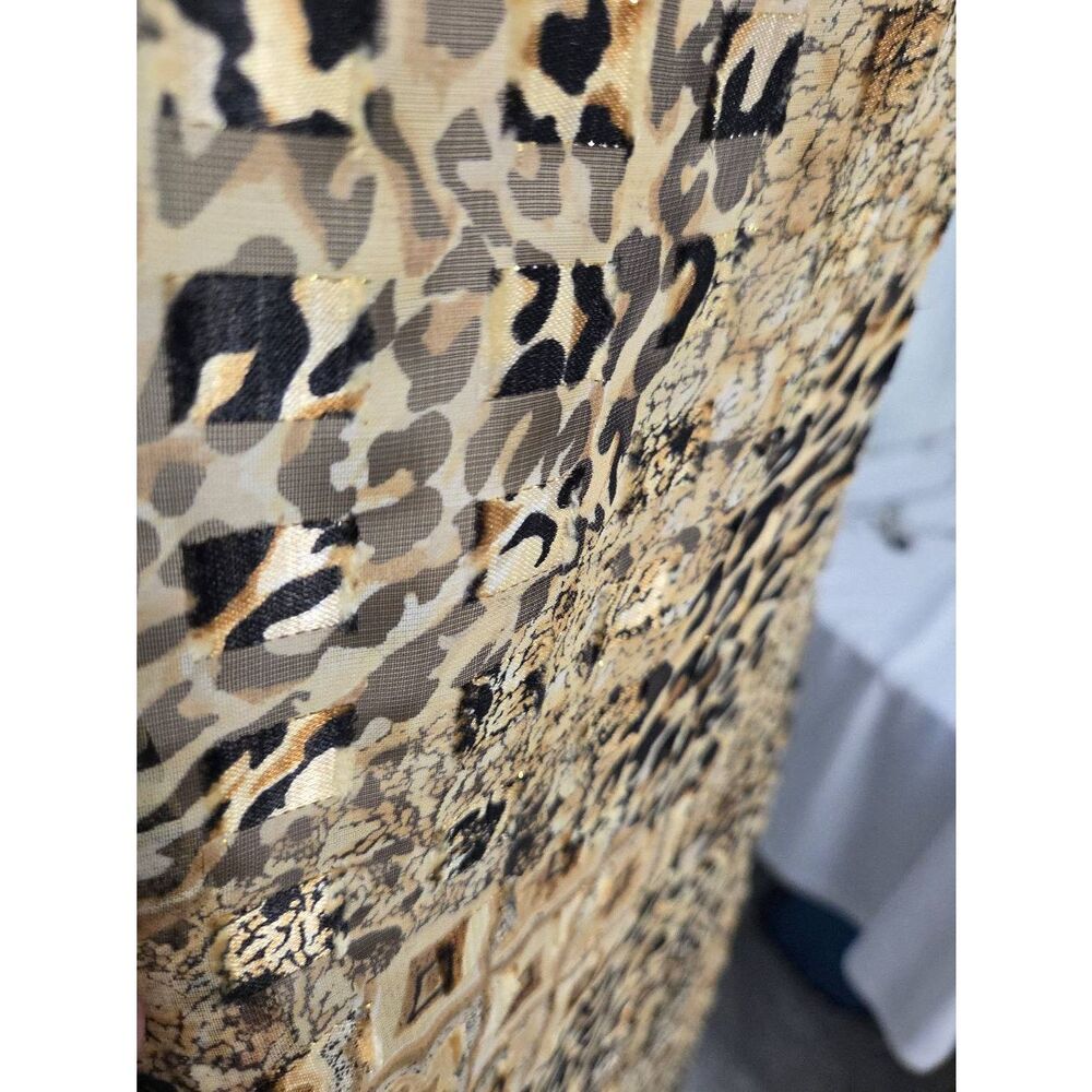 VTG Dotti Sheer Gold Cheetah Leopard Geometric Print Shift Dress Sz. M - Picture 10 of 11